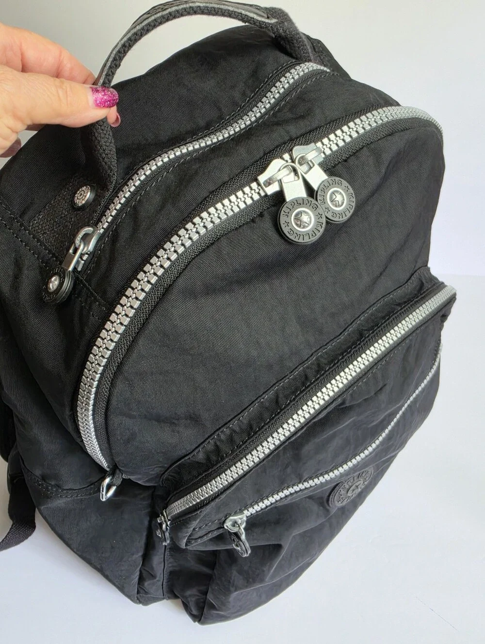 Kipling Black Nylon Synthetic Live Light Backpack Holds Laptop / Note Book